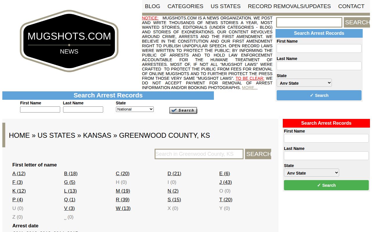 Unofficial Greenwood County Kansas historical mugshot archive